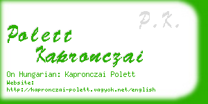 polett kapronczai business card